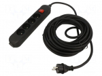 Extension lead | 3x2.5mm2 | 10m | PVC | black | Sockets no: 4 | 16A | PRO