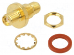 Adapter | SMA female,both sides | Insulation: PTFE | 50&Omega; | brass