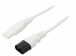 Cable | 2x0.75mm2 | IEC C7 female,IEC C8 male | PVC | 5m | white | 2.5A