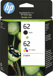 HP 62       2er Pack Schwarz Farbe dreifarbig Tintenpatrone