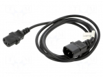 Cable | IEC C13 female,IEC C14 male | PVC | Len: 1.8m | black
