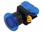 Switch: push-button | 22mm | Stabl.pos: 1 | NO | blue | LED | IP65 | YW