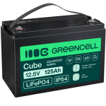 Green Cell CUBE LiFePO4 125Ah 12.8V 1600Wh Lithium Iron Phosphate Battery for Camper, Solar, Off-Grid System, Boat