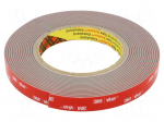 Tape: fixing | W: 15mm | L: 5.5m | Thk: 1.6mm | acrylic | grey | 39N/cm