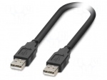 Cable | USB 2.0 | USB A plug,both sides | 1.8m | black | Cu | PVC