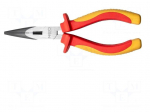 Pliers | insulated,straight,half-rounded nose,universal | 160mm