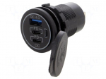 USB power supply | USB A socket,USB C socket x2 | black