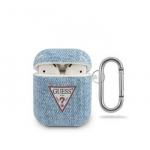 Headphone case Guess  AirPods Denim Triangle Case Light Blue