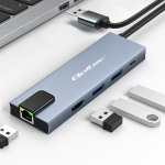 USB-C 5-in-1 jaoturi (Hub) adapter | USB-C PD 100W | 2x USB | HDMI 4K | RJ45