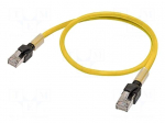 Patch cord | Cat: 6a | RJ45 plug,both sides | 10m | LSZH | yellow | IP20