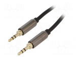 Cable | gold-plated | Jack 3.5mm 3pin plug,both sides | 1m | black