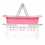 Beldray LA030450PNKFPEU7  Set Of Two Laundry Baskets 2 x 26L, White/Pink