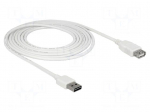 Cable | USB 2.0 | USB A socket,USB A plug double sided | 3m | white