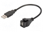 USB module | Keystone | USB A socket,USB A plug | USB 2.0 | black