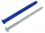 Plastic anchor | with screw | 8x100 | zinc-plated steel | FF1 | 50pcs.
