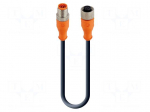 Cable: for sensors/automation | M12 | PIN: 8 | 1m | plug | 30VDC | 30VAC