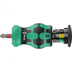 Wera Kraftform Kompakt Stubby Magazine RA 2, bit set black/green, 6-piece, 1/4", with ratchet function