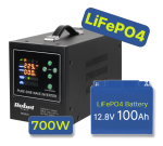 Varutoite komplekt k&uuml;ttes&uuml;steemile 700 W + liitium LiFePO4 12,8 V 100 Ah aku