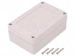 Enclosure: multipurpose | X: 70mm | Y: 105mm | Z: 40mm | ABS | grey | gasket