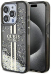 Back panel cover Guess Apple iPhone 15 Pro Max Liquid Glitter Gold Stripes Black
