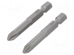 Screwdriver bit | Phillips | PH2 | Overall len: 50mm | 2pcs.