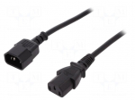 Cable | IEC C13 female,IEC C14 male | 1.2m | black | 10A | 250V