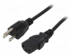 Cable | NEMA 5-15 (B) plug,IEC C13 female | 2m | black | PVC | 3x18AWG