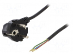 Cable | SCHUKO plug,CEE 7/7 (E/F) plug angled,wires | 1.5m | black