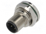 Connector: M12 | socket | PIN: 4 | male | 250V | straight | IP65,IP67 | THT