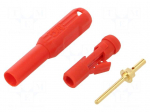 Laboratory connector: 1,5mm banana | plug | red | soldered,crimped