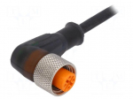 Cable: for sensors/automation | M12 | PIN: 3 | angled | 5m | plug | 30VDC