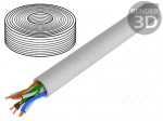 Wire | U/UTP | 4x2x24AWG | 5e | wire | Cu | PVC | grey | 50m | &Oslash;cable: 4.7mm