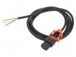 Cable | IEC C13 female,wires | 2m | with IEC LOCK+ locking | black