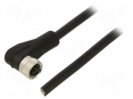 Connector: M8 | plug | female | 4A | PIN: 4 | IP67 | angled | Type: open | 5m
