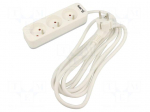 Extension lead | 3x1.5mm2 | 3m | PVC | white | Sockets no: 3 | 16A