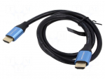 Cable | DisplayPort plug,both sides | PVC | textile | Len: 1.5m | black