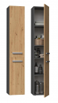 Topeshop NEL II ANT/ART bathroom storage cabinet Graphite, Oak