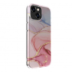 Back panel cover Evelatus Apple iPhone 15 Plus PC Customized Print Design Marble Pink