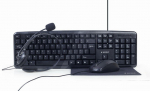 Computer keyboard Gembird  4-in-1 Multimedia office set KBS-UO4-01 Keyboard, Mouse, Pad and Headset Set, Wired, Mouse included, US, Black