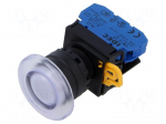 Switch: push-button | 22mm | Stabl.pos: 1 | NO | white | LED | IP65 | YW