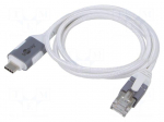 Cable | slim,USB 3.1 | RJ45 plug,USB C plug | nickel plated | 1m