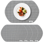 VILSTO Dining Table Place Mats, PVC Table Protector Heat Resistant, Plastic Tablecloth (4 Piece Set) Grey