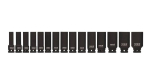 Impact sockets YT. 15 pieces 1/2" length 1055 10-32mm