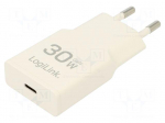 Power supply: switching | mains,plug-in | 3A | 30W | Out: USB C | white