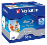 Blanks BD-R Verbatim 50 GB 6x Dual Layer Wide Printable No ID 10 Pack Jewel