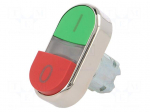 Switch: double | Stabl.pos: 1 | 22mm | green/red | Illumin: none | IP67