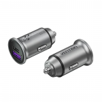 Vention Two-Port USB A+A(30+30) Car Charger Gray Mini Style Aluminium Alloy Type