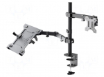 LCD/LED holder | black | with laptop arm | 8kg | 75x75mm,100x100mm