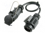 Extender | H05VV-F | 7x1mm2 | 12V | IP44 | 13pin plug,7pin socket | 0.6m