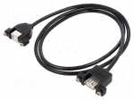 Cable | USB 2.0 | USB A socket,USB B socket | 1m | black | 24AWG,28AWG